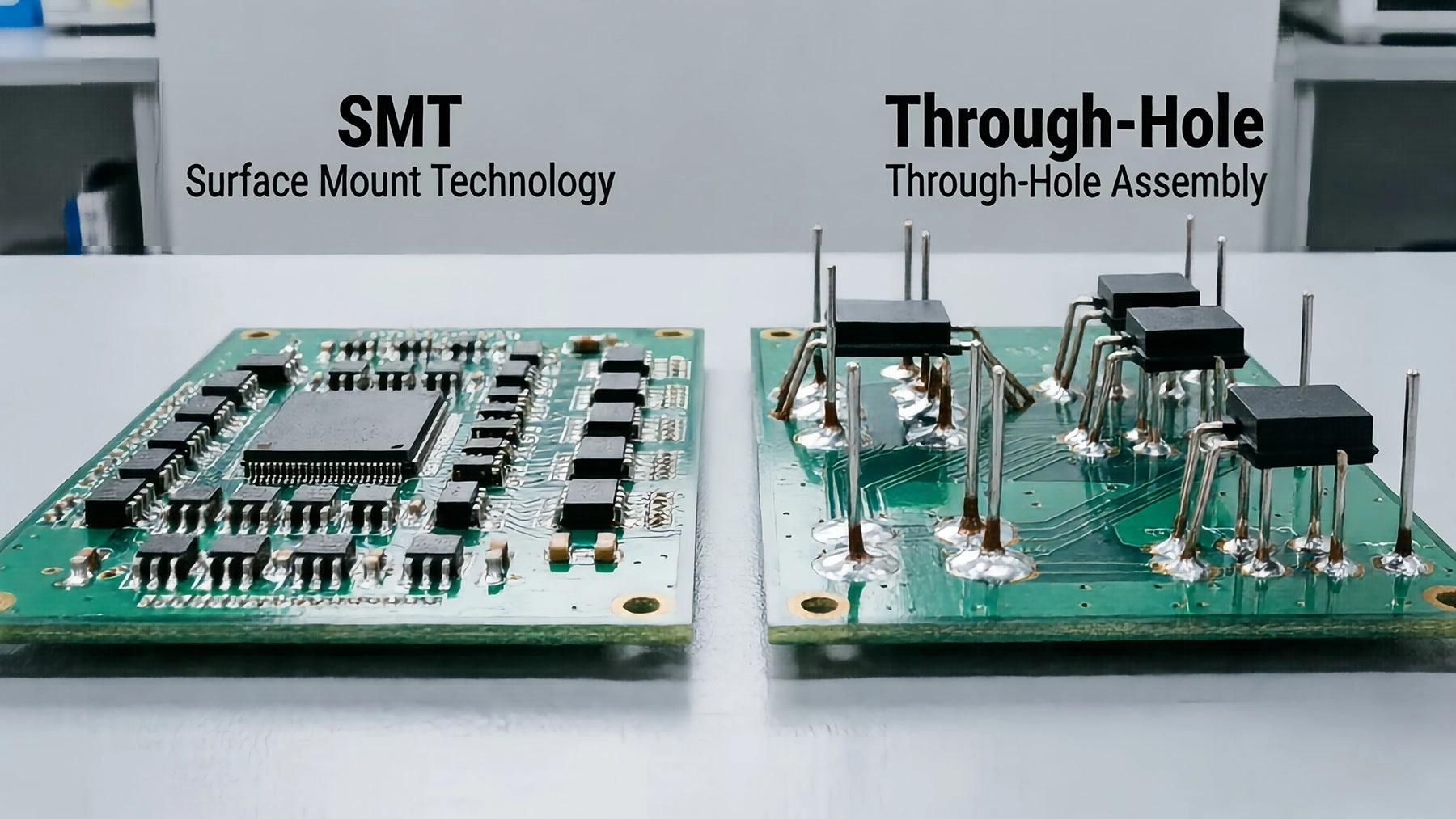 What is the difference between Surface Mount Technology (SMT) and through-hole assembly?